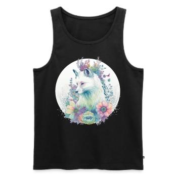 Cute Arctic Fox Flower Crown Animal Lovers - Männer Premium Bio Tank Top - Schwarz - Vorne - Michal (187cm)
