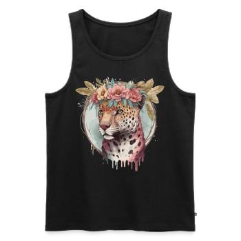 Flower Crown Jaguar Floral Animal Lovers - Männer Premium Bio Tank Top - Schwarz - Vorne - Michal (187cm)
