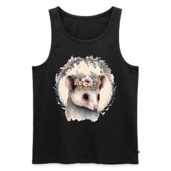 Fleur d’opossum mignonne Aquarelle Aquarelle Amoureux des animaux - Débardeur bio Premium Homme - noir - Devant - Michal (187cm)