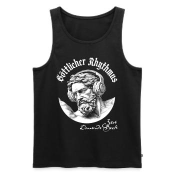 Zeus' Beats vereint: Das perfekte Open-Air T-Shirt - Männer Premium Bio Tank Top - Schwarz - Vorne - Michal (187cm)