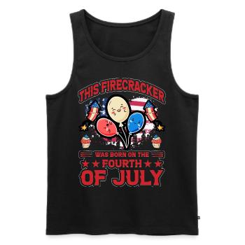 This Firecracker was born on the fourth of July - Männer Premium Bio Tank Top - Schwarz - Vorne - AI Model Male 178 light (178cm)