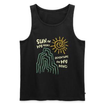 Sonne im Herzen - Abenteuer im Sinn, Vintage Reise - Männer Premium Bio Tank Top - Schwarz - Vorne - AI Model Male 178 light (178cm)
