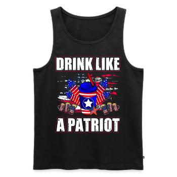 Buvez comme un Patriot 4 juillet USA - Débardeur bio Premium Homme - noir - Devant - Michal (187cm)