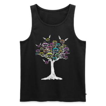 Weirdcore Aesthetic Tree Flying Eyes - Men's Premium Organic Tank Top - black - Front - Michal (187cm)