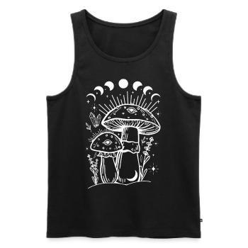 Boho Mushrooms Cottage Core Aesthetic Goblincore - Men's Premium Organic Tank Top - black - Front - AI Model Male 178 light (178cm)