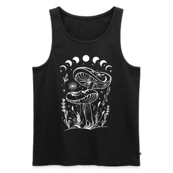 Boho Mushrooms Cottage Core Aesthetic Goblincore - Men's Premium Organic Tank Top - black - Front - AI Model Male 178 light (178cm)