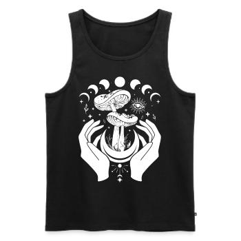 Boho Mushrooms Cottage Core Aesthetic Goblincore - Men's Premium Organic Tank Top - black - Front - AI Model Male 178 light (178cm)
