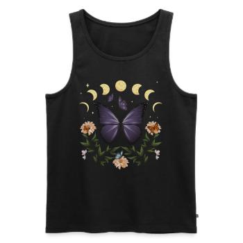 Cottagecore Monarch Butterfly Flowers Moon Phase - Men's Premium Organic Tank Top - black - Front - Michal (187cm)