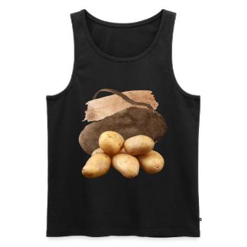 Pomme de terre, Potato Design, Pommes de terre végétaliennes - Débardeur bio Premium Homme - noir - Devant - AI Model Male 178 light (178cm)