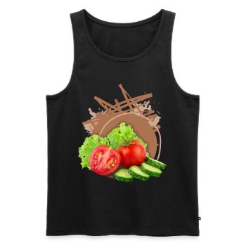 Gemischter Salat mit Tomaten Gemüse Vegan-Design - Männer Premium Bio Tank Top - Schwarz - Vorne - Michal (187cm)