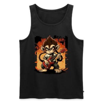Affe Schimpanse spielt Acousitc Rock Gitarre - Männer Premium Bio Tank Top - Schwarz - Vorne - Michal (187cm)