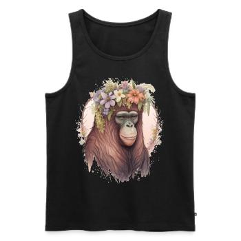 Cute Orangutan Flower Crown Monkey Lover - Men's Premium Organic Tank Top - black - Front - AI Model Male 178 light (178cm)