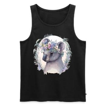 Cute Koala Bear Flower Crown Floral Koala Lover - Männer Premium Bio Tank Top - Schwarz - Vorne - AI Model Male 178 light (178cm)