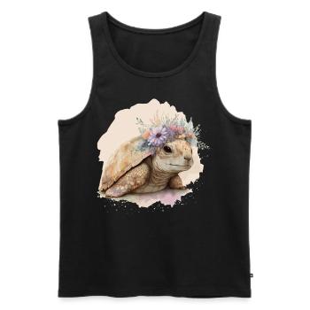 Aquarelle mignonne Tortue Tortue Fleur Couronne Anima - Débardeur bio Premium Homme - noir - Devant - Michal (187cm)