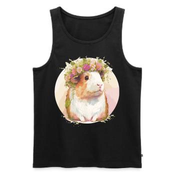 Mignon Cochon d’Inde Fleur Couronne Floral Pet Rongeur Lov - Débardeur bio Premium Homme - noir - Devant - Michal (187cm)