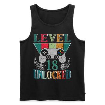 Level 18 Unlocked – 18th Anniversary - Men's Premium Organic Tank Top - black - Front - AI Model Male 178 light (178cm)