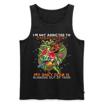 Embroidery, embroidery, cross stitch, funny saying - Men's Premium Organic Tank Top - black - Front - AI Model Male 178 light (178cm)