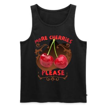 Kirsche Cherry-Fruit lustiger Spruch More-Cherries - Männer Premium Bio Tank Top - Schwarz - Vorne - AI Model Male 178 light (178cm)