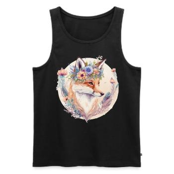 Cute Watercolor Fox Flower Crown Boho Aesthetic - Männer Premium Bio Tank Top - Schwarz - Vorne - AI Model Male 178 light (178cm)