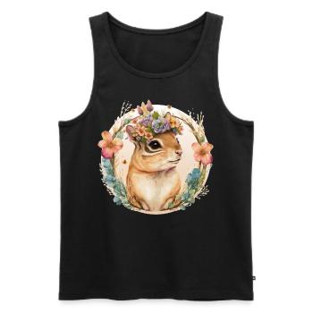 Cute Watercolor Chipmunk Flower Crown Floral Roden - Männer Premium Bio Tank Top - Schwarz - Vorne - Michal (187cm)