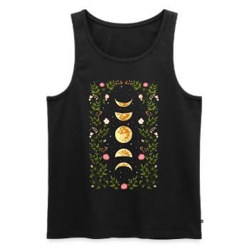 Cottagecore Witchy Vintage Mondphasen Blumen - Männer Premium Bio Tank Top - Schwarz - Vorne - AI Model Male 178 light (178cm)
