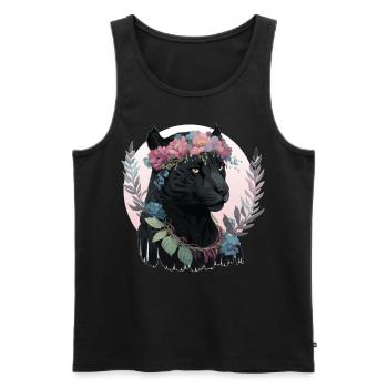 Mignon Aquarelle Noire Fleur Fanther Couronne Boho Ae - Débardeur bio Premium Homme - noir - Devant - AI Model Male 178 light (178cm)