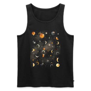 Celestial Aesthetics Moon Star Pattern - Men's Premium Organic Tank Top - black - Front - AI Model Male 178 light (178cm)