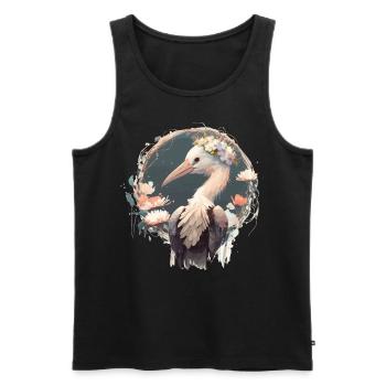 Cute Stork Bird Flower Crown Floral Birds - Männer Premium Bio Tank Top - Schwarz - Vorne - Michal (187cm)