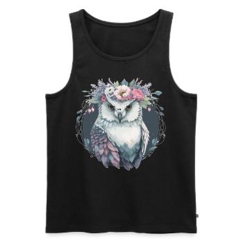 Fang des neiges mignon Fleur Fleur Couronne Oiseaux floraux - Débardeur bio Premium Homme - noir - Devant - AI Model Male 178 light (178cm)