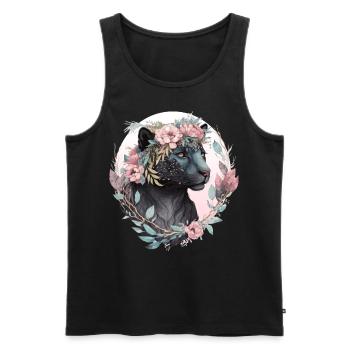 Floral Black Leopard Watercolor Flower Crown Graph - Männer Premium Bio Tank Top - Schwarz - Vorne - AI Model Male 178 light (178cm)