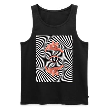 Weirdcore Ästhetische Optische Illusion Totenkopf - Männer Premium Bio Tank Top - Schwarz - Vorne - AI Model Male 178 light (178cm)