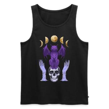 Pastell Goth Katze Totenkopf Kerzen Mondphasen - Männer Premium Bio Tank Top - Schwarz - Vorne - AI Model Male 178 light (178cm)
