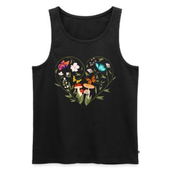 Cottagecore Goblincore Pilz Blumen Schmetterling - Männer Premium Bio Tank Top - Schwarz - Vorne - AI Model Male 178 light (178cm)