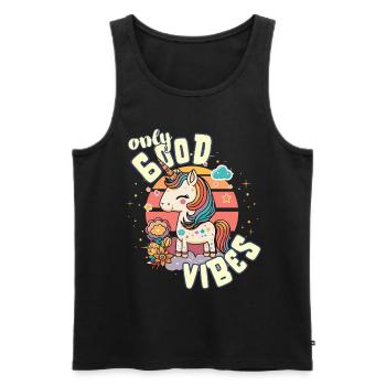 Only Good Vibes: Good Life Süßes magisches Einhorn - Men's Premium Organic Tank Top - black - Front - Michal (187cm)