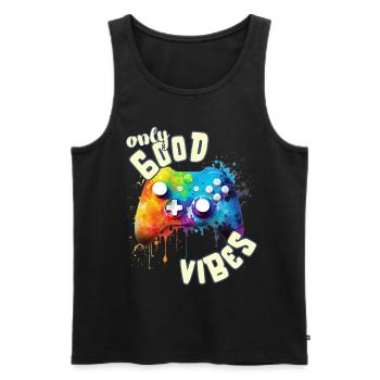 Only Good Vibes: Good Life Cool Gaming Controller - Men's Premium Organic Tank Top - black - Front - AI Model Male 178 light (178cm)