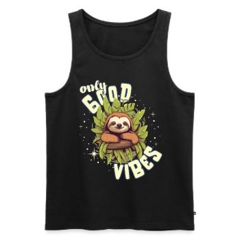 Only Good Vibes: Good Life Süßes Cartoon Faultier - Männer Premium Bio Tank Top - Schwarz - Vorne - Michal (187cm)