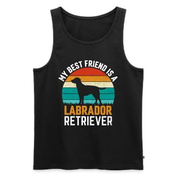 MON MEILLEUR AMI EST UN LABRADOR RETRIEVER - Débardeur bio Premium Homme - noir - Devant - AI Model Male 178 light (178cm)