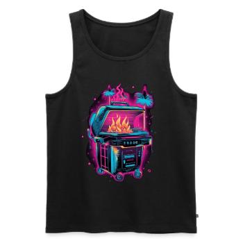 Vaporwave Grill Synthwave Grillen Geschenk Retro - Männer Premium Bio Tank Top - Schwarz - Vorne - AI Model Male 178 light (178cm)