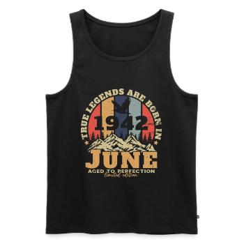 1942 Retro Vintage Born June 1942 Anniversary - Men's Premium Organic Tank Top - black - Front - Michal (187cm)