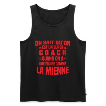Un Super Coach Cadeau Entraîneur Sportif Humour - Débardeur bio Premium Homme - noir - Devant - Michal (187cm)