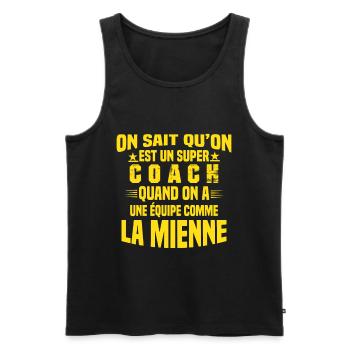 Un Super Coach Cadeau Entraîneur Sportif Humour - Débardeur bio Premium Homme - noir - Devant - Michal (187cm)