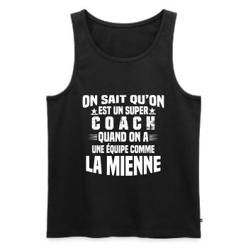 Un Super Coach Cadeau Entraîneur Sportif Humour - Débardeur bio Premium Homme - noir - Devant - Michal (187cm)