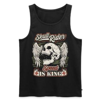 Biker skull with angel wings for motorcyclists - Men's Premium Organic Tank Top - black - Front - Michal (187cm)