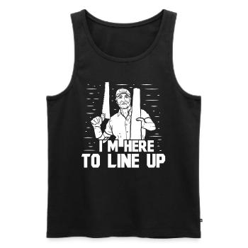 Floor installation - Men's Premium Organic Tank Top - black - Front - AI Model Male 178 light (178cm)