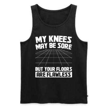 My knees may be sore but your floors are - Männer Premium Bio Tank Top - Schwarz - Vorne - AI Model Male 178 light (178cm)
