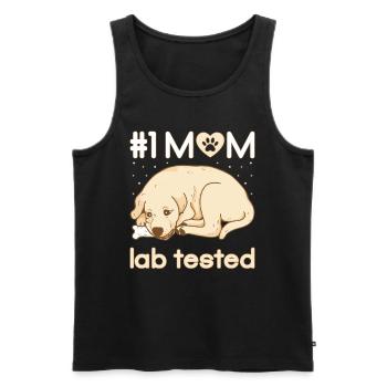 mom lab tested - Men's Premium Organic Tank Top - black - Front - AI Model Male 178 light (178cm)