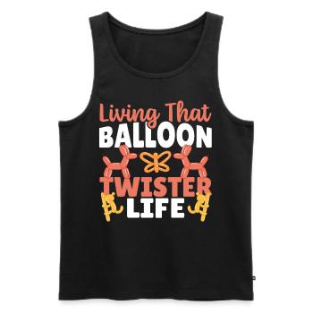 La vie d’un artiste de ballons Balloon Twisters - Débardeur bio Premium Homme - noir - Devant - AI Model Male 178 light (178cm)