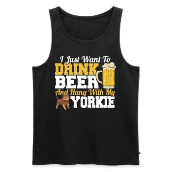 I Just Want To Drink Beer & Hang With My Yorkie - Men's Premium Organic Tank Top - black - Front - Michal (187cm)
