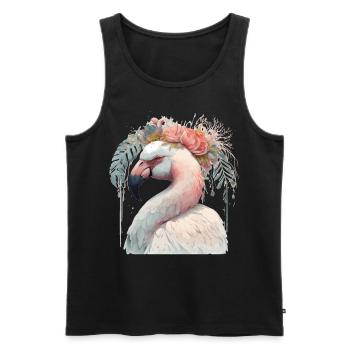 Flamant blanc Oiseau exotique Fleur Couronne Floral Tro - Débardeur bio Premium Homme - noir - Devant - AI Model Male 178 light (178cm)