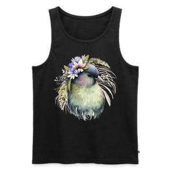 Mignon Kiwi Oiseau Fleur Couronne Floral Oiseaux Exotiques - Débardeur bio Premium Homme - noir - Devant - AI Model Male 178 light (178cm)